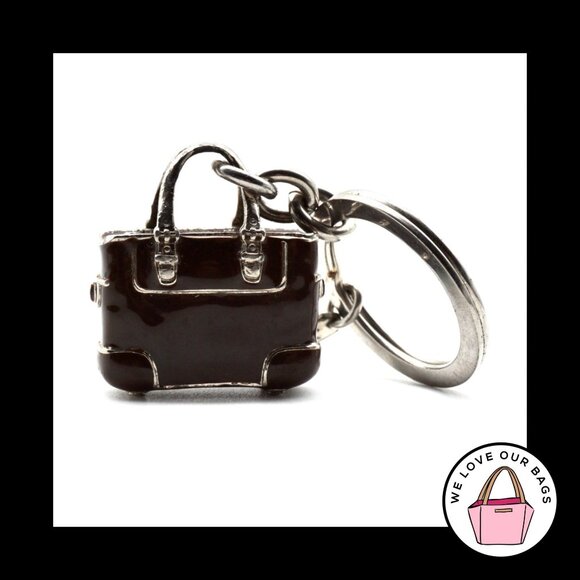 VINTAGE COACH Brown Gallery Tote 3D Enamel Nickel Fob Bag Charm Keychain 1K07 - Picture 3 of 6